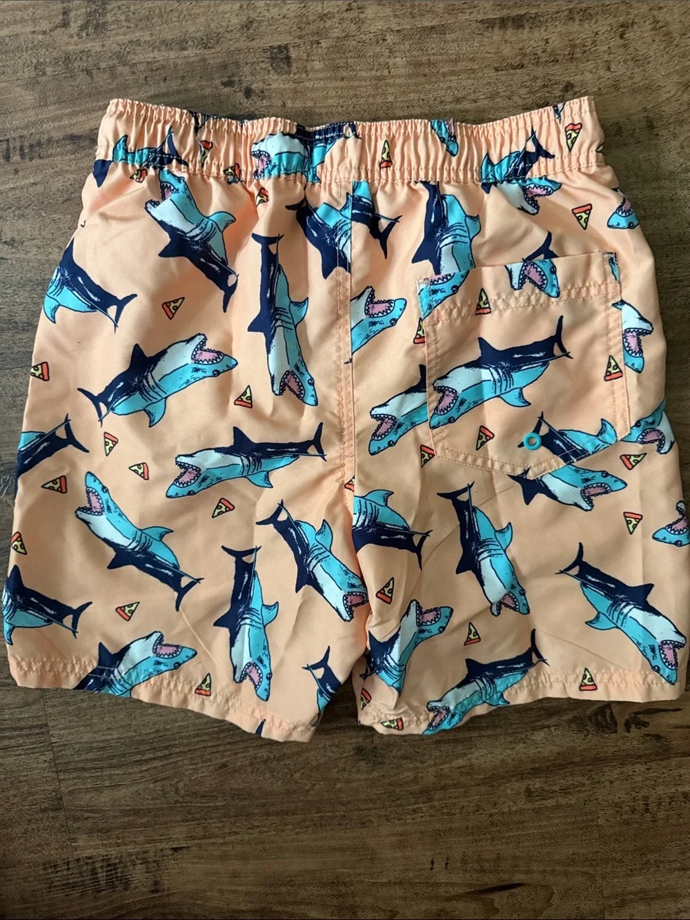Shark swim trunks with pizza size 10-12 kids